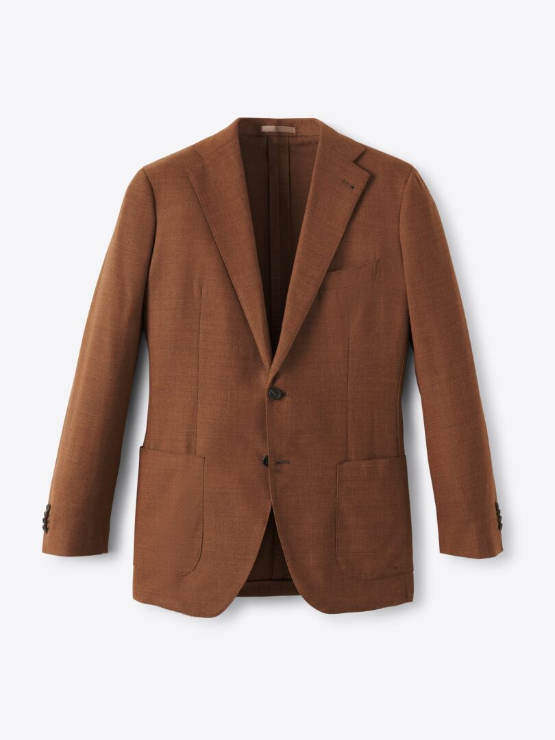 Men’s Reda S110s Tobacco Wool Hopsack Thumb