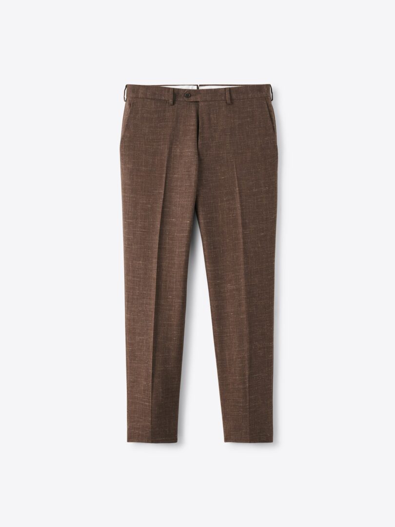 Men’s Dino Filarte Brown Wool and Linen Stretch Pants Thumb