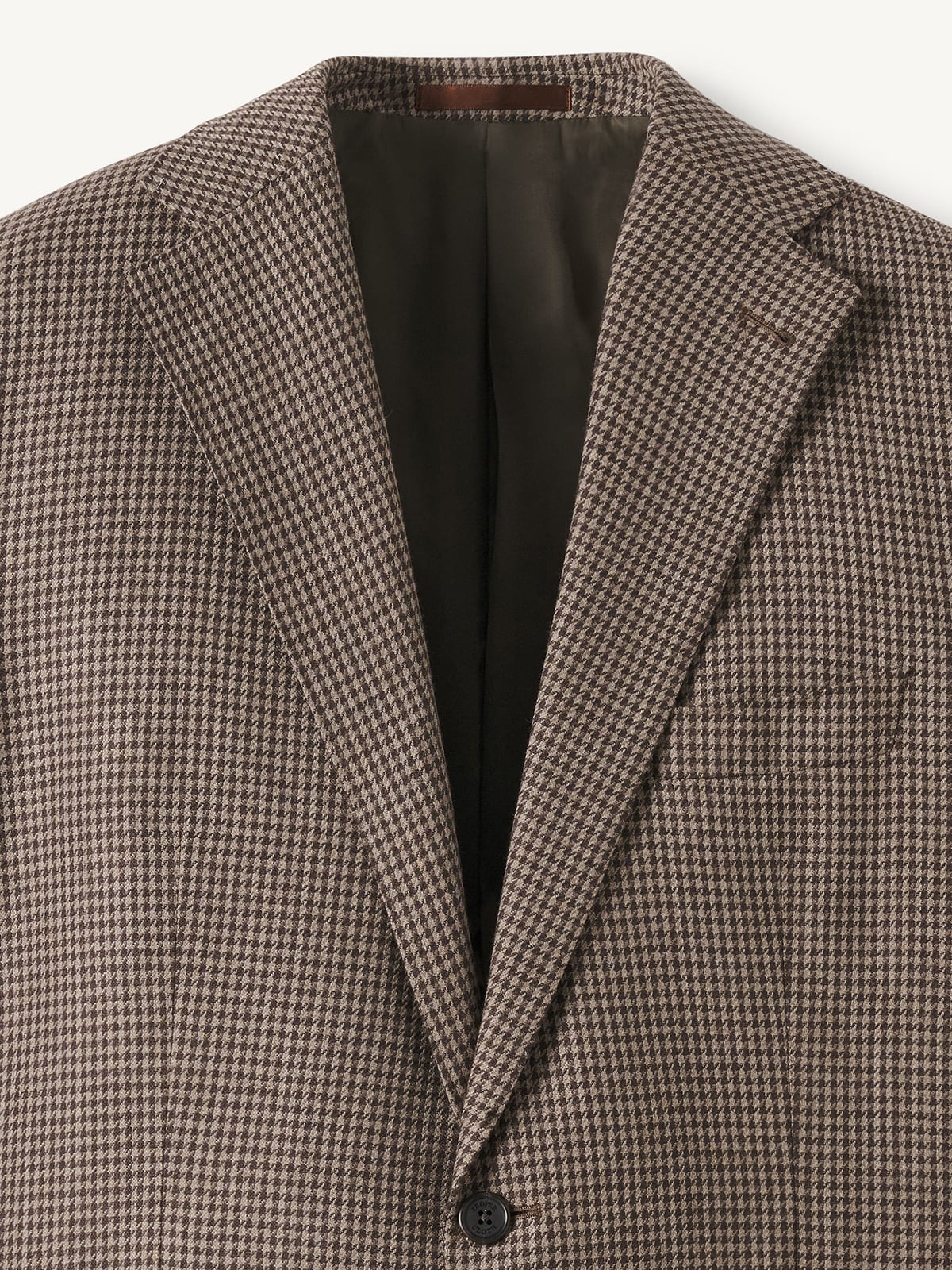 Brown Houndstooth Wool and Linen Stretch Jacket - Custom Fit