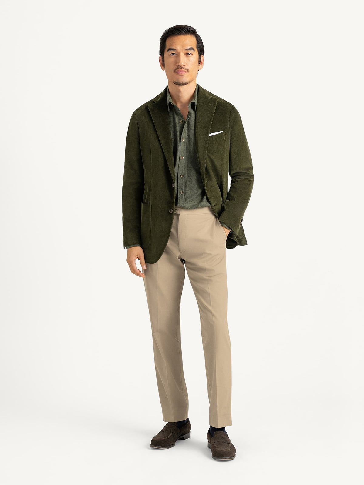 Olive Stretch Corduroy Waverly Jacket - Custom Fit Tailored Clothing Olive Stretch Corduroy Waverly Jacket - Custom Fit Tailored Clothing
