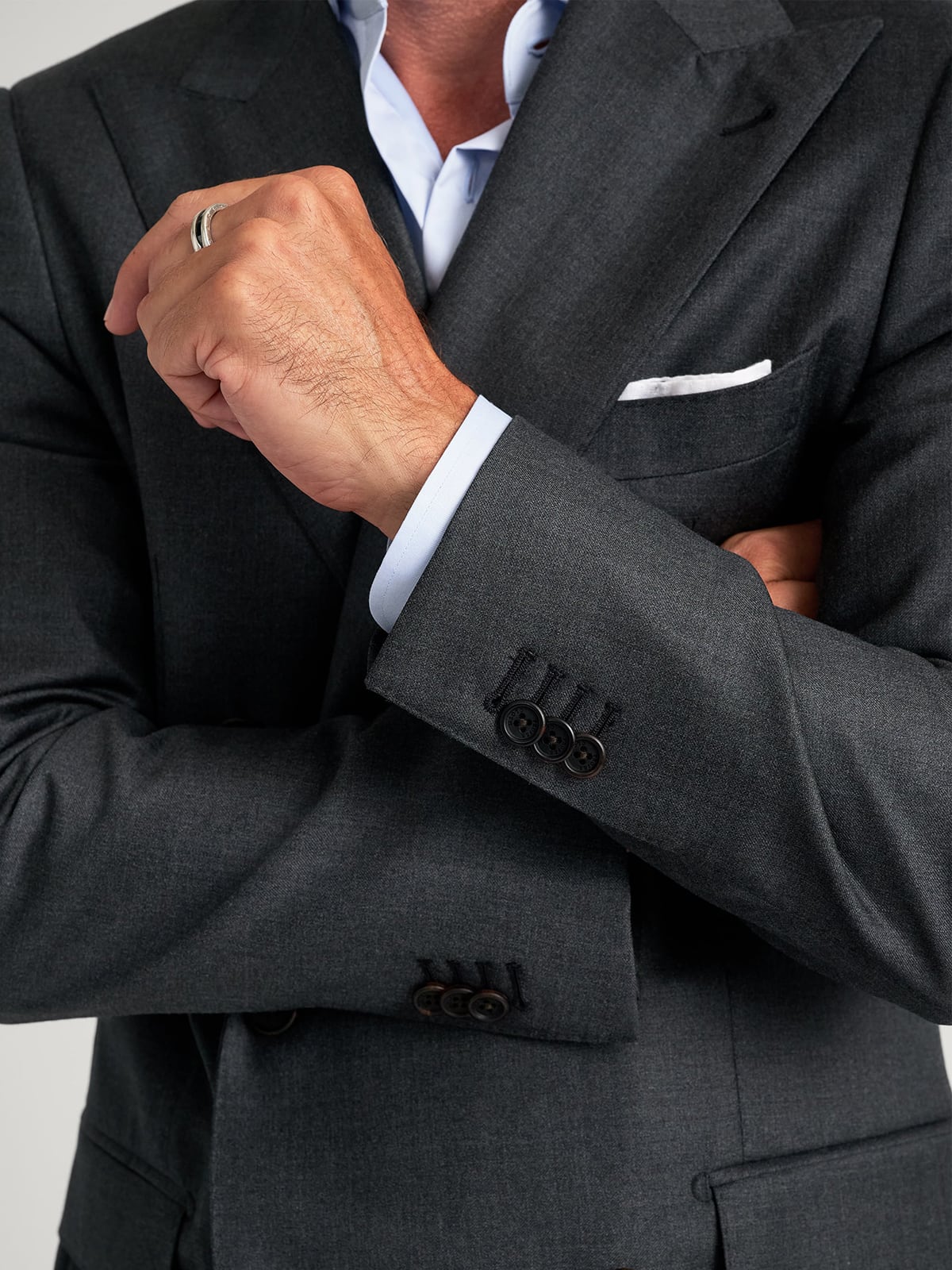 Double Breasted VBC Grey S110s Carmine Suit - Custom Fit Tailored