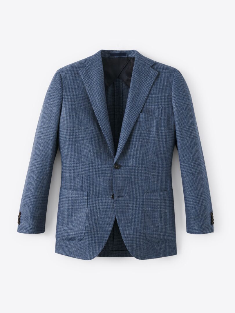 Men’s Drago Faded Navy Glen Plaid Wool and Linen Blend Thumb