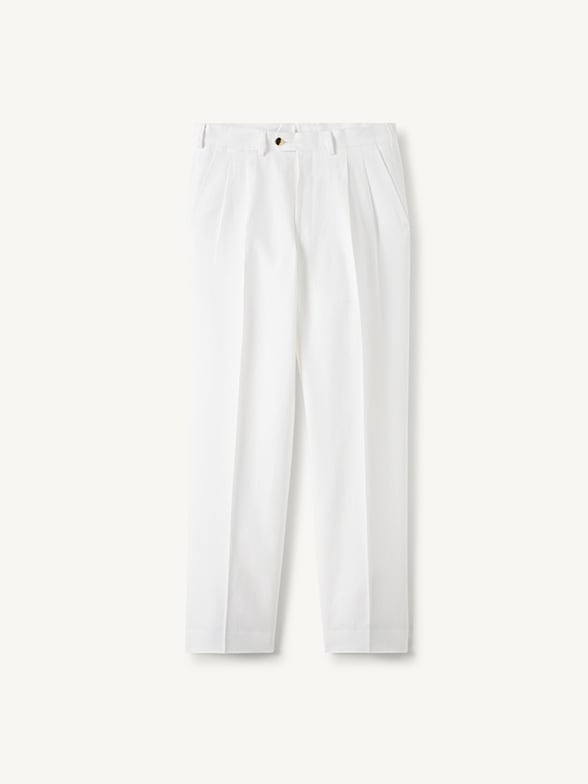 Thumb Photo of White Positano Wide Leg Cotton and Linen Trouser