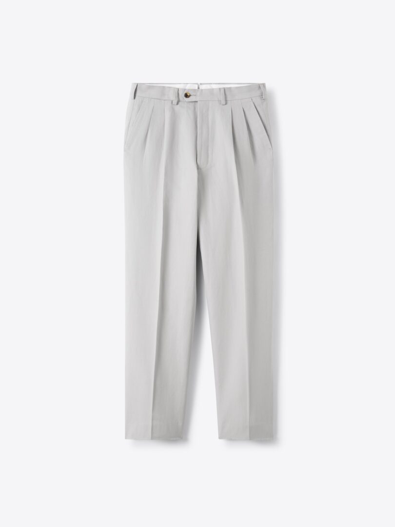 Men’s Light Grey Positano Wide Leg Cotton and Linen Trouser Thumb
