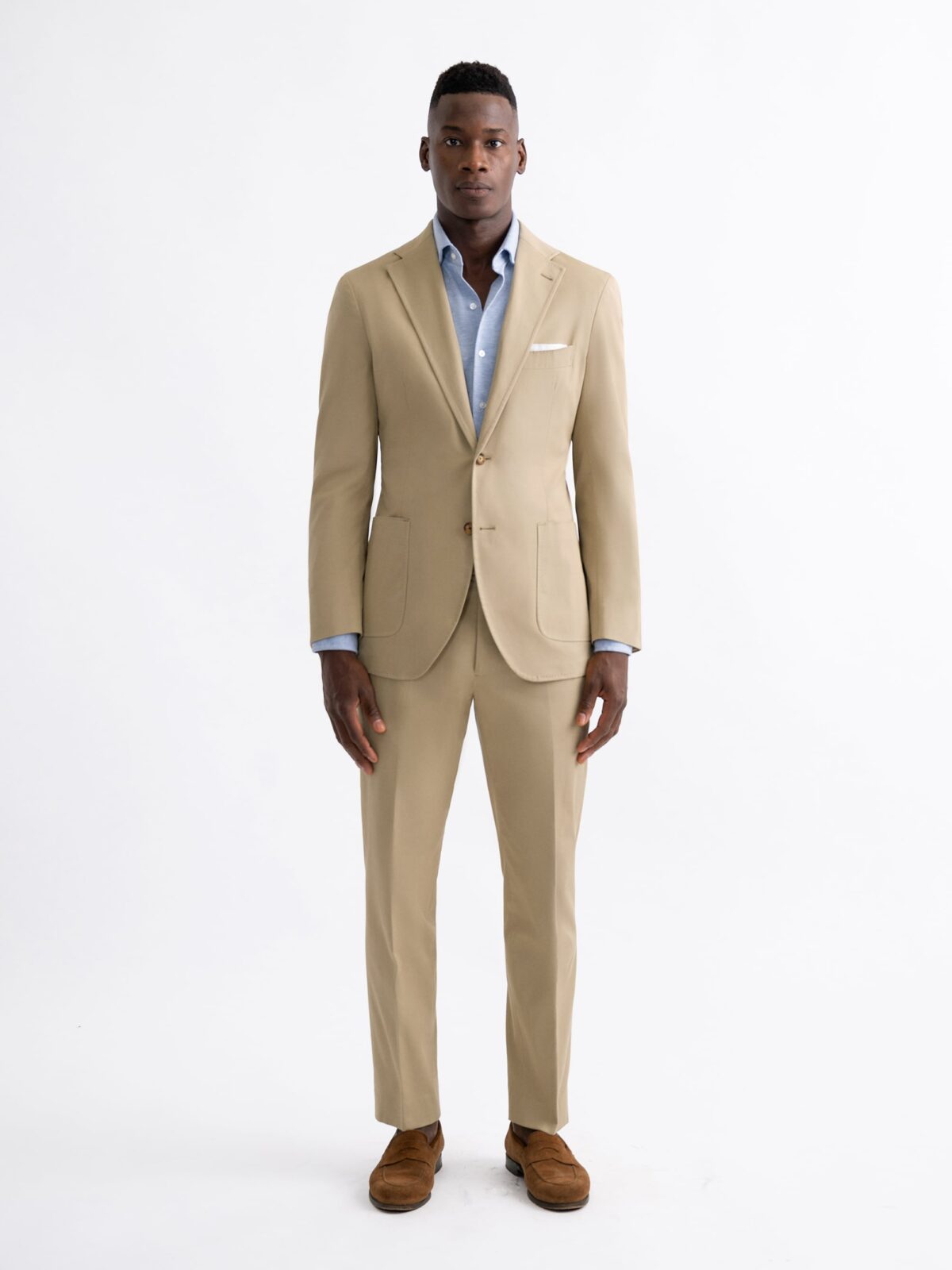 Beige Stretch Cotton Waverly Suit - Custom Fit Tailored Clothing