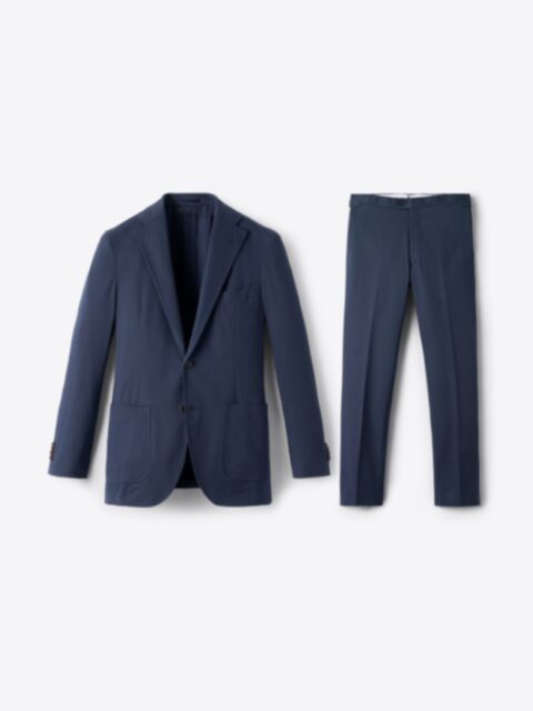 Navy Stretch Cotton Dress Pant - Custom Fit Tailored Clothing