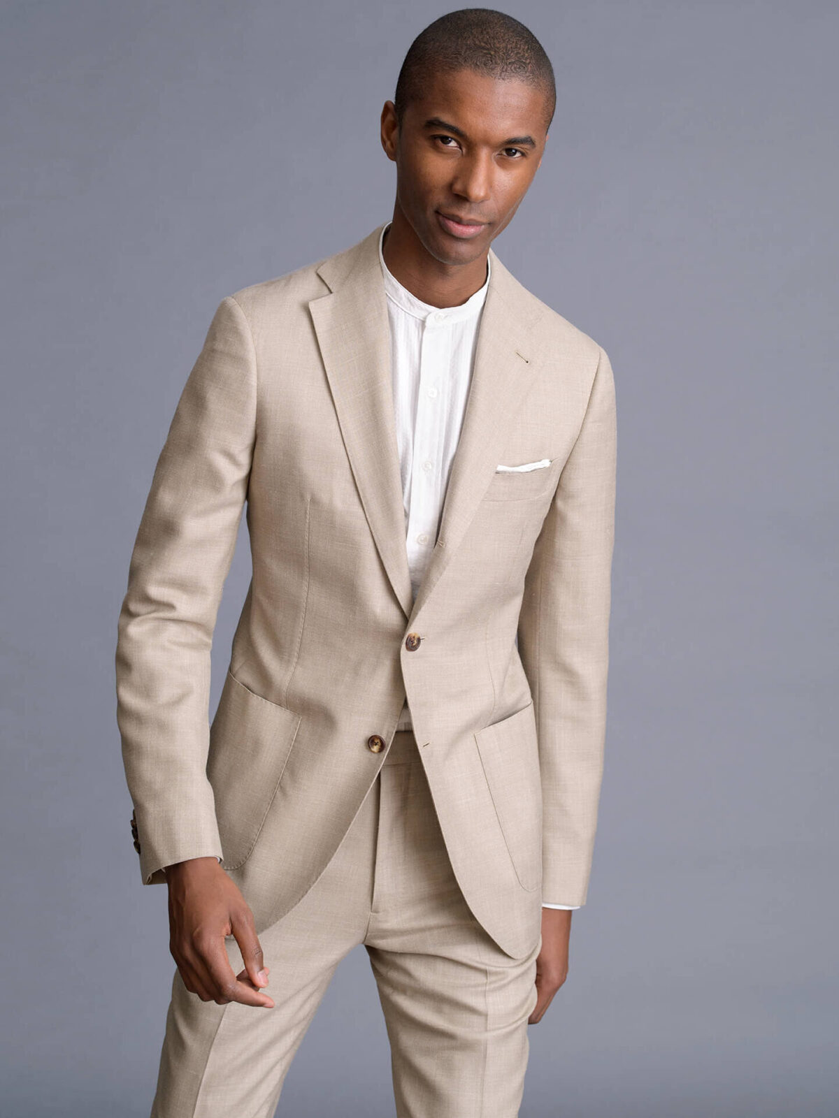 Bedford Beige Wool Silk and Linen Suit - Custom Fit Tailored Clothing