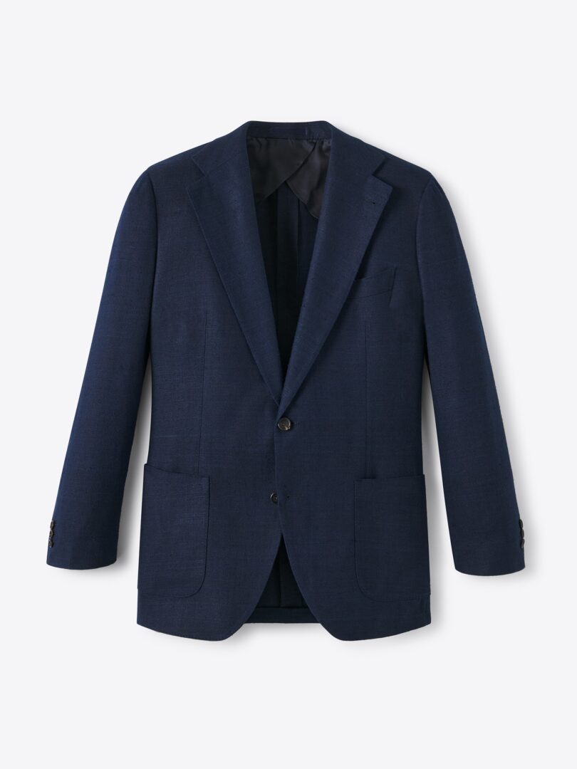 Men’s Navy Indian Matka Silk Jacket Thumb