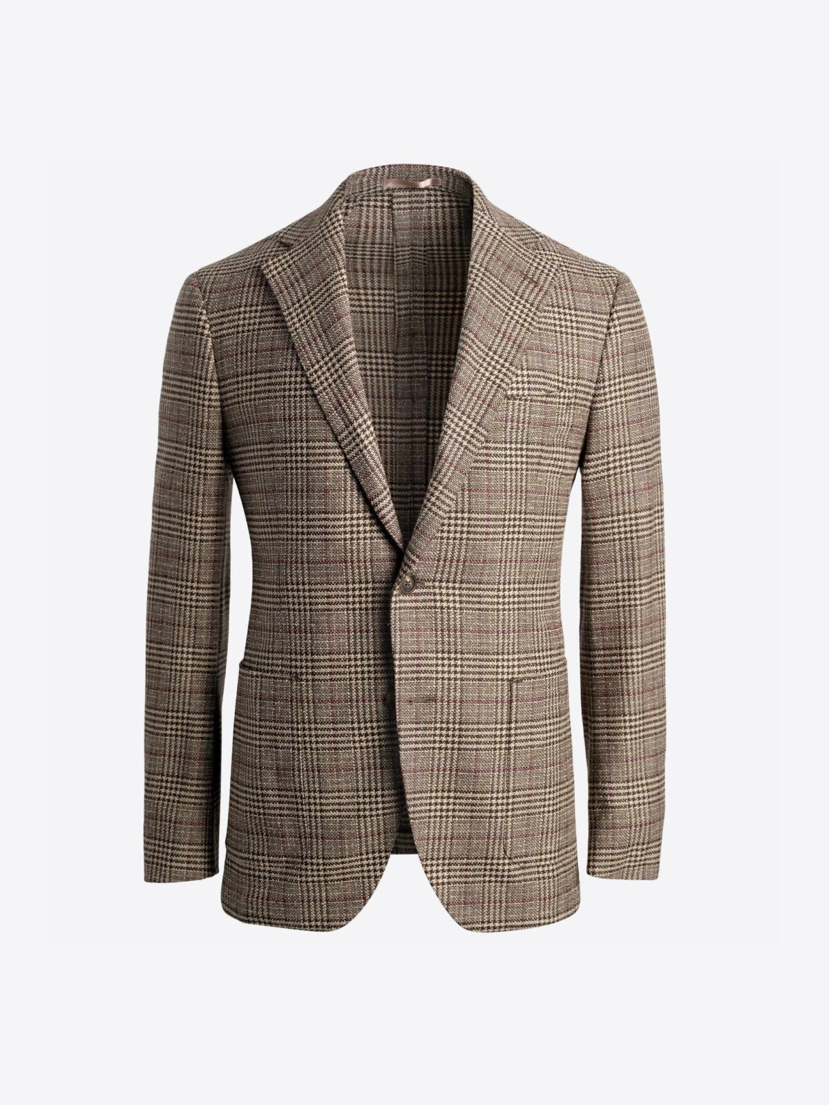 Bedford Brown Prince of Wales Check Wool Blend Jacket - Custom Fit