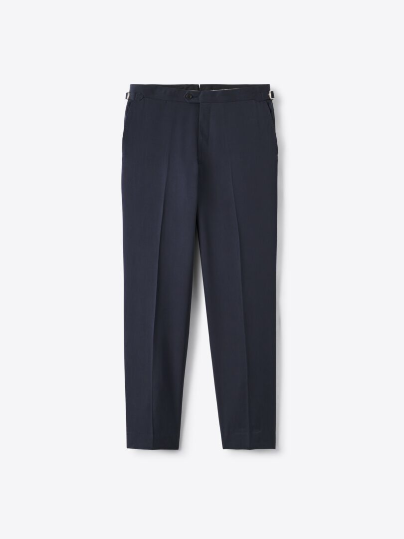 Men’s Drago Faded Navy Herringbone Wool Linen Herringbone Dress Pant Thumb