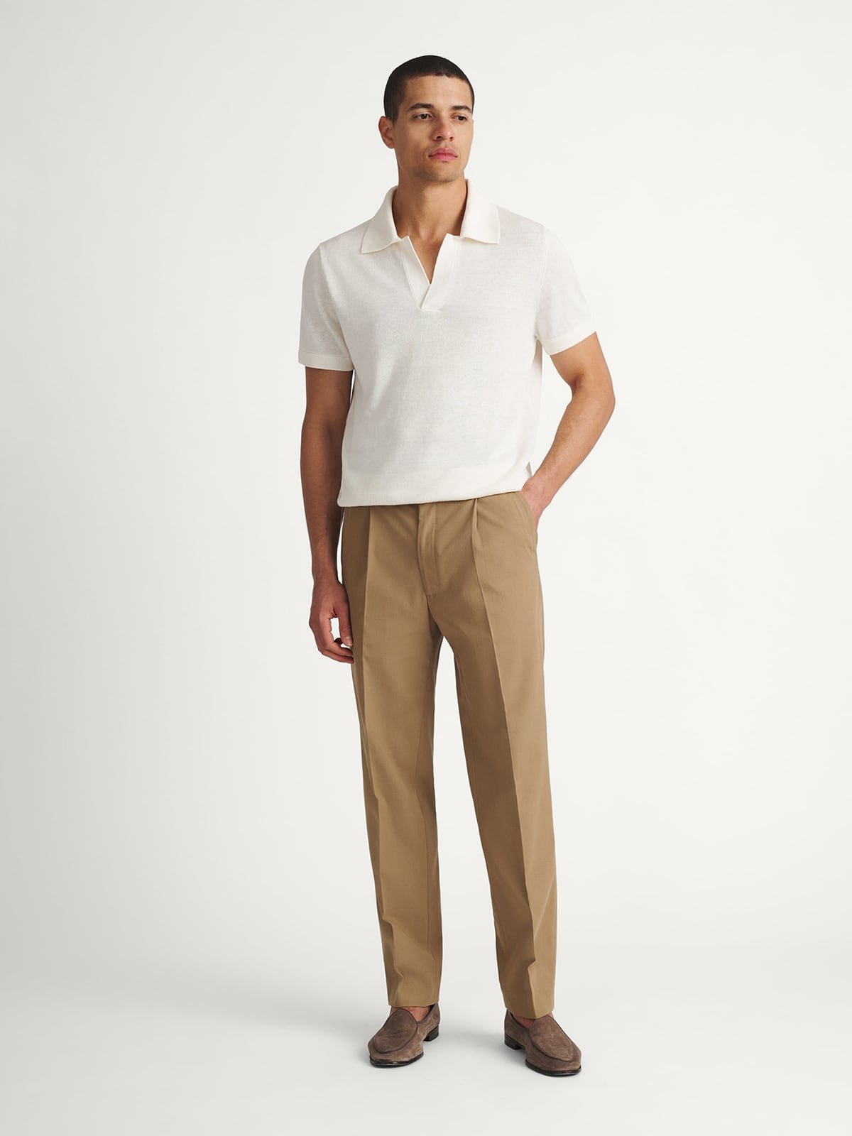 Khaki High Twist Cotton Single Pleated Dress Pant - Custom Fit Tailored Clothing Khaki High Twist Cotton Single Pleated Dress Pant - Custom Fit Tailored Clothing