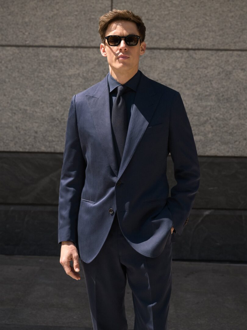 Ermenegildo Zegna Navy Silk Suit Thumb Detail