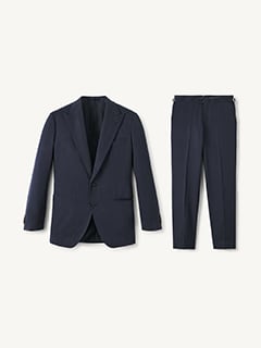 Ermenegildo Zegna　Pure Linen Tailored JK Ermenegildo Zegna Navy Silk Suit - Custom Fit Tailored Clothing