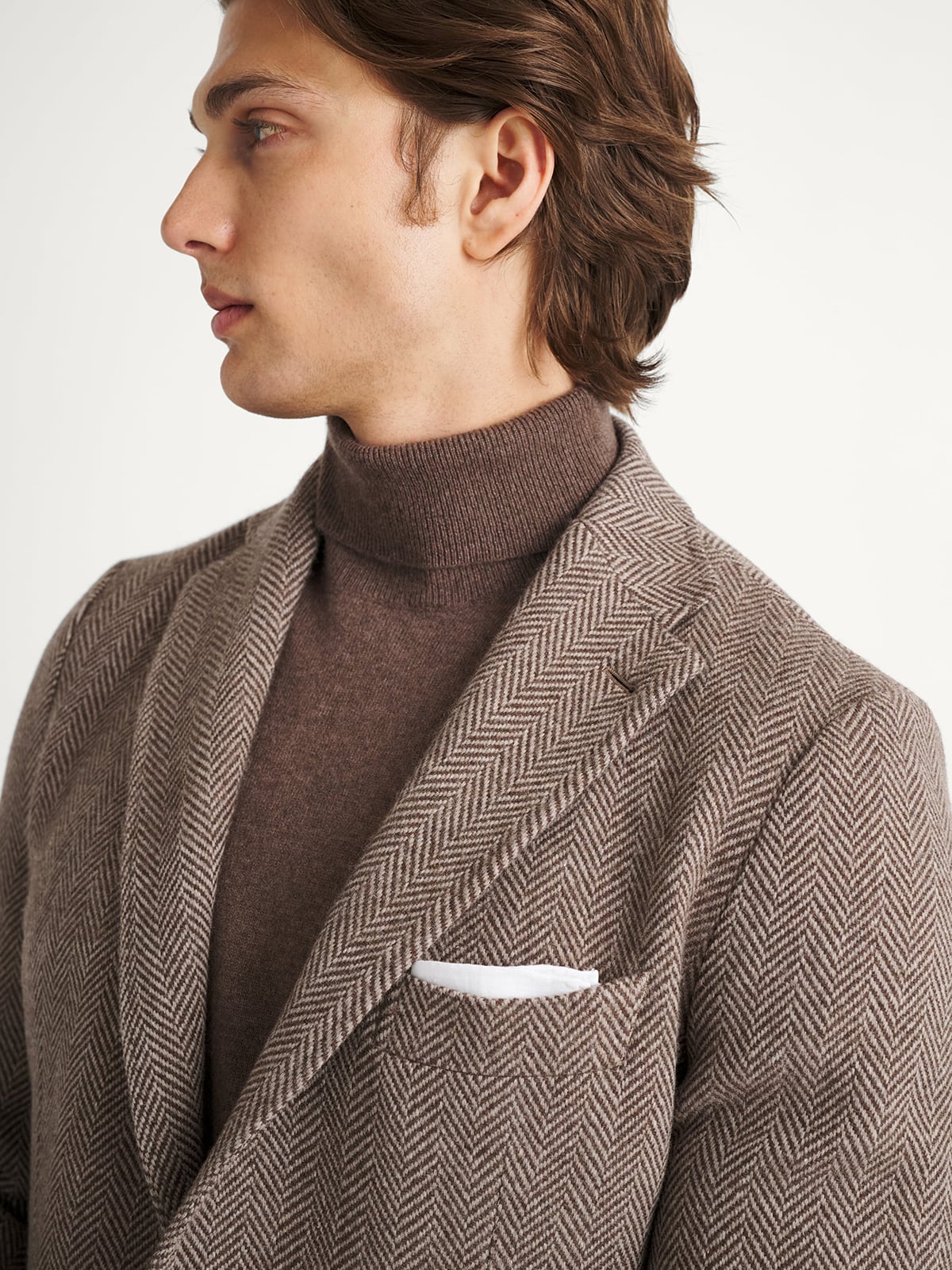 Leomaster Taupe Lambswool Herringbone Jacket - Custom Fit Tailored  display picture 1