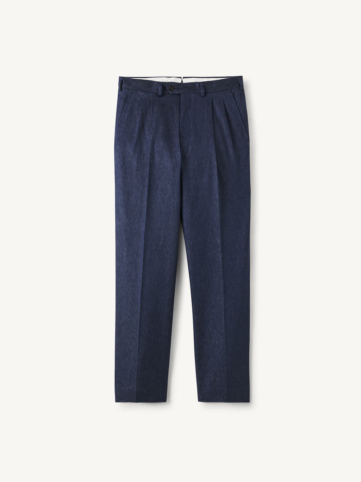 Loro Piana Fabric Navy Cotton and Linen Stretch Wide Leg Denim