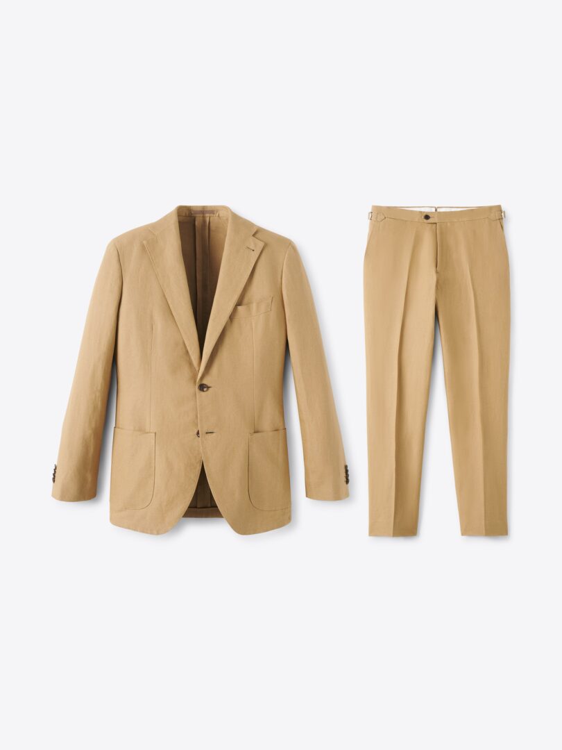 Men’s Spence Bryson Caramel Heavy Irish Linen Bedford Suit Thumb