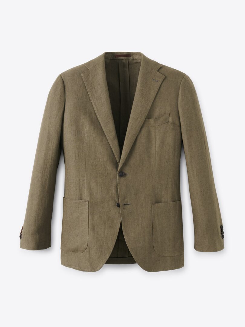 Men’s Spence Bryson Olive Washed Irish Linen Bedford Jacket Thumb