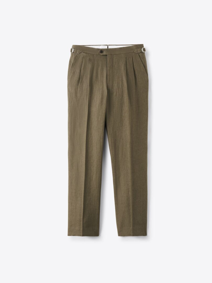 Men’s Fatigue Linen Wide Leg Double Pleated Dress Pant Thumb