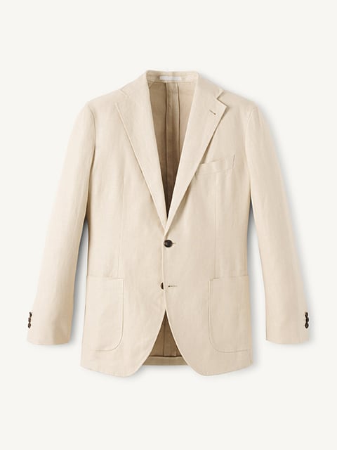 Natural Brown Irish Linen Bedford Jacket - Custom Fit Tailored
