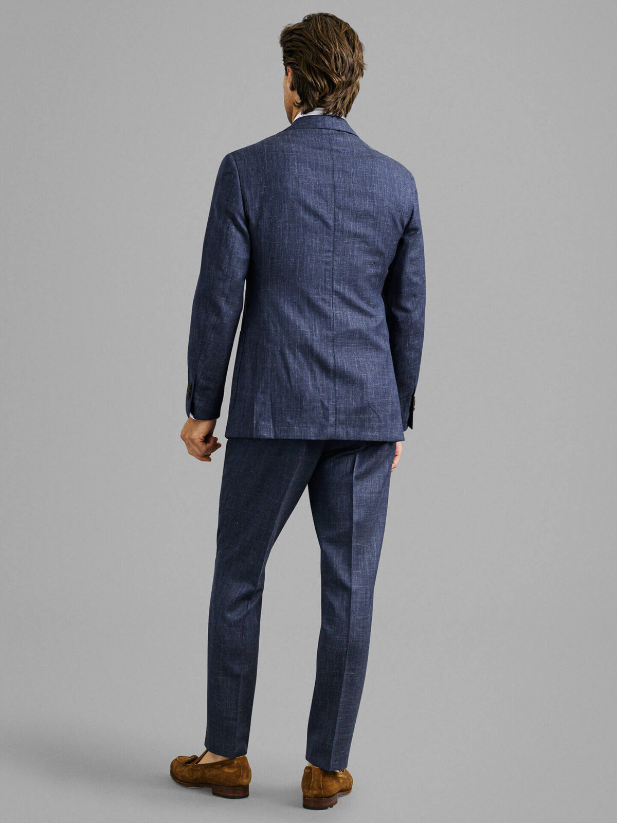 Navy Wool Silk and Linen Bedford Suit