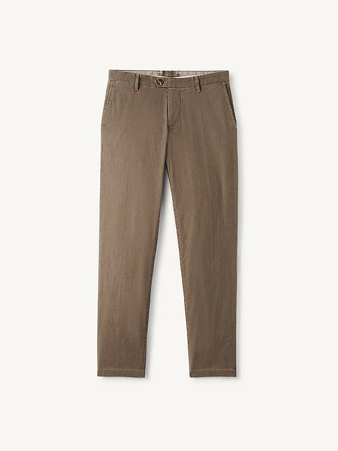 men's tobacco chinos Tobacco Bergamo Cotton Linen Stretch Chino