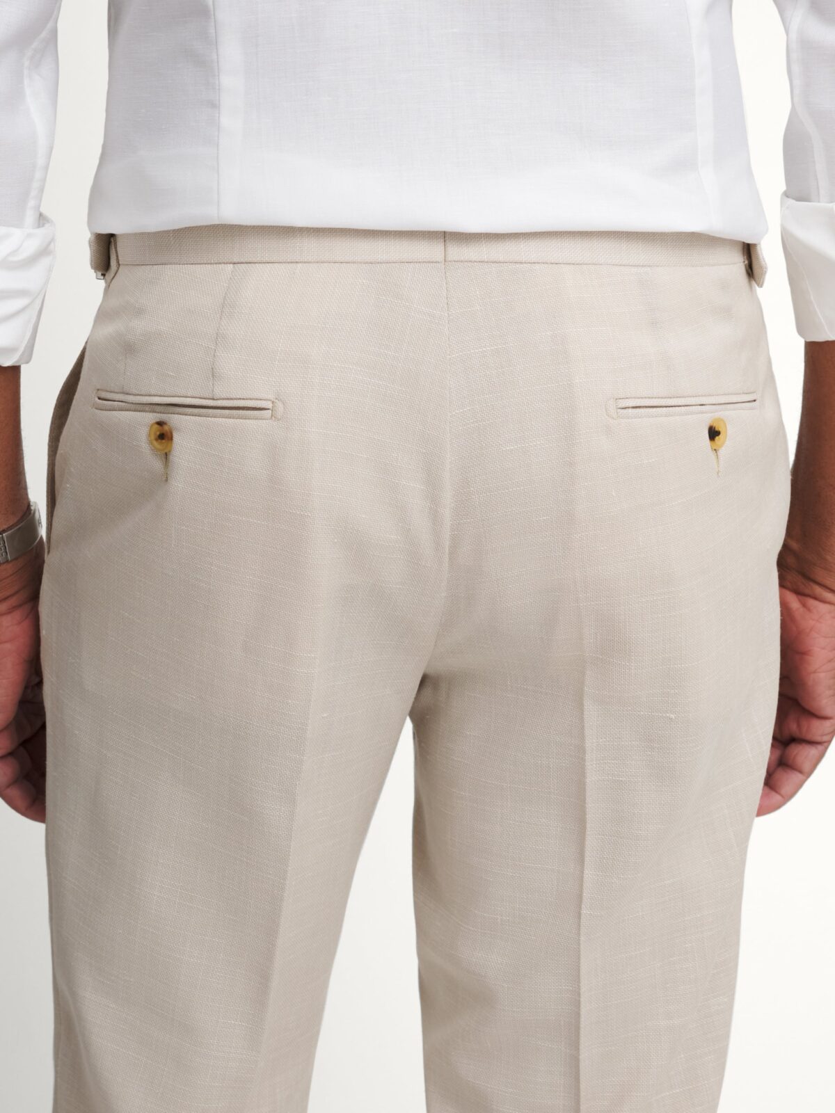 mens linen dress pants near me Jack Victor Men's Parma Pleated Linen & Cotton Stretch Twill Dress Pants - White