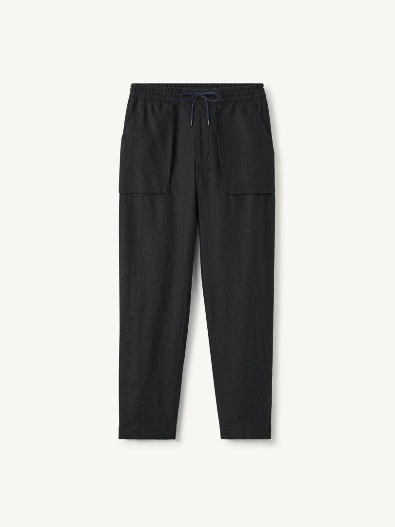 Men’s Black Linen Palermo Drawstring Pant Thumb
