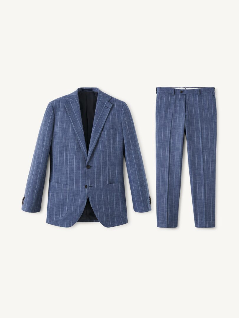 Men’s VBC Slate Wide Stripe Summer Slub Suit Thumb