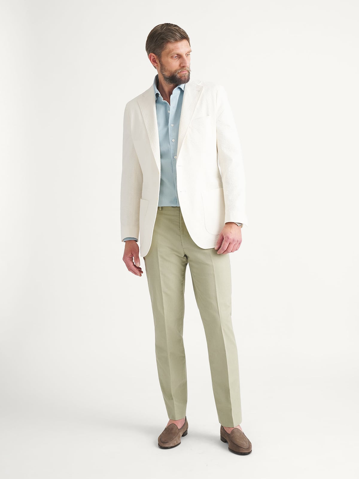 Zanieri Ivory Stretch Seersucker Jacket - Custom Fit Tailored Clothing