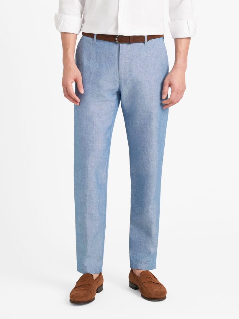 Bergamo Cotton and Linen Blend Chambray Chino Thumb Detail