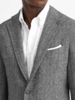 Grey Herringbone Shetland Tweed Waverly Jacket - Custom Fit