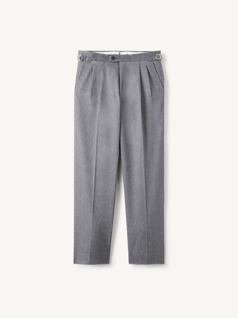 Men’s Loro Piana Fabric Grey Cotton and Linen Wide Leg Denim Trouser Thumb