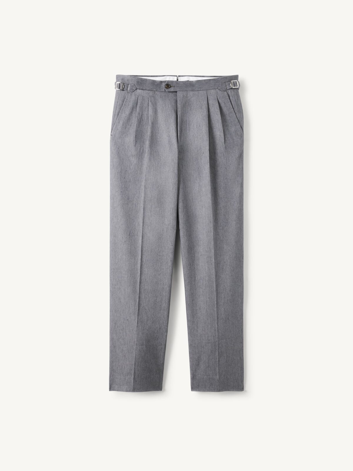 LORO PIANA リネンコットンスラックス　デニムチノパン Loro Piana Fabric Grey Cotton and Linen Wide Leg Denim Trouser