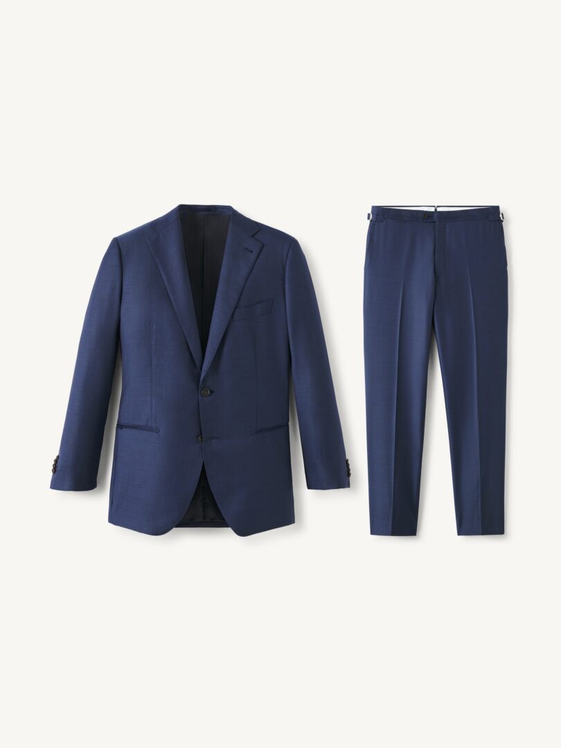 Men’s VBC Blue Sharkskin S110s Wool Dover Suit Thumb