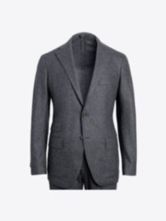 Shop Allen VBC Grey Wool Flannel Suit Jacket