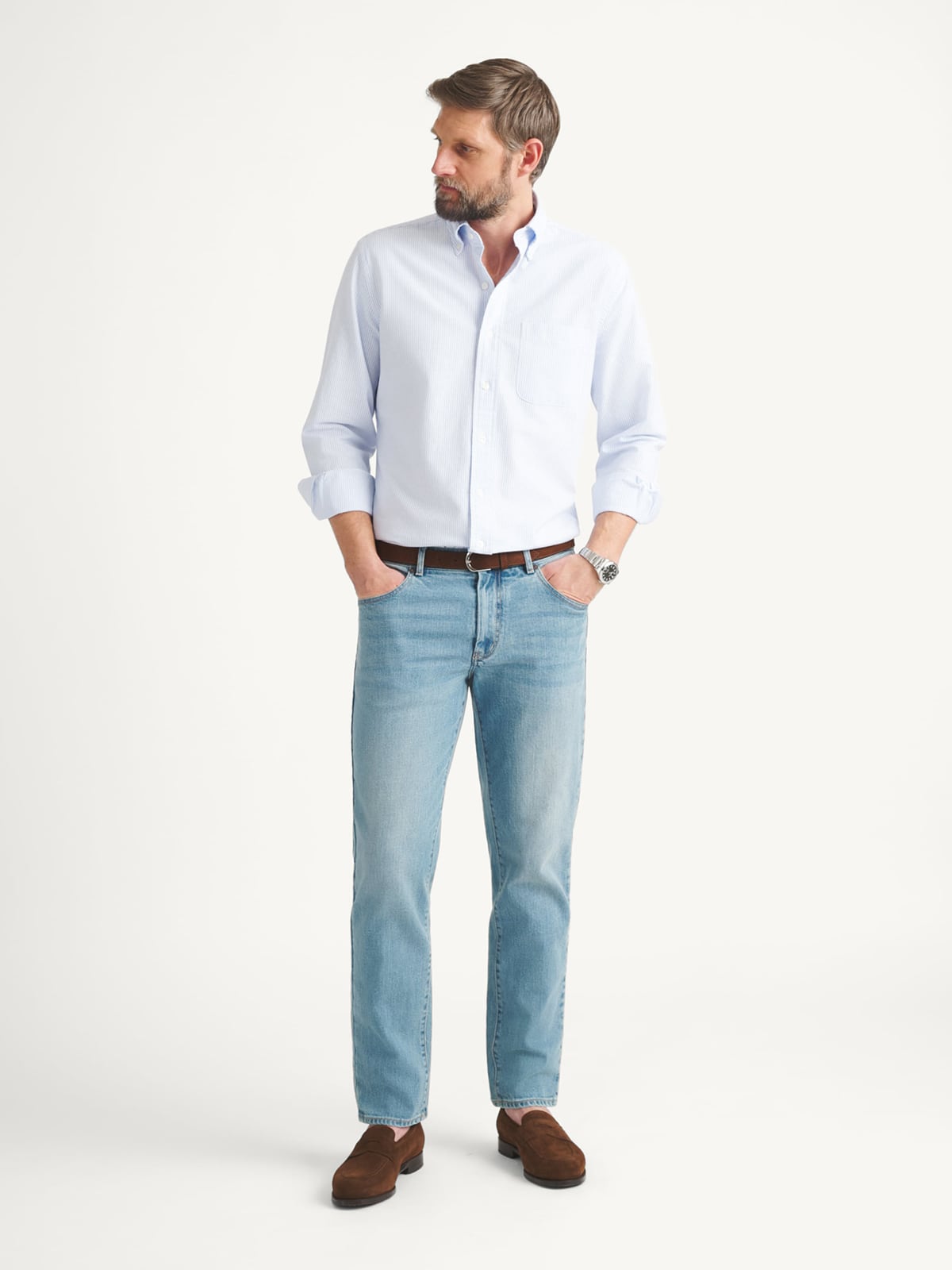 Japanese 12oz Light Wash Indigo Stretch Jeans - Custom Fit Pants