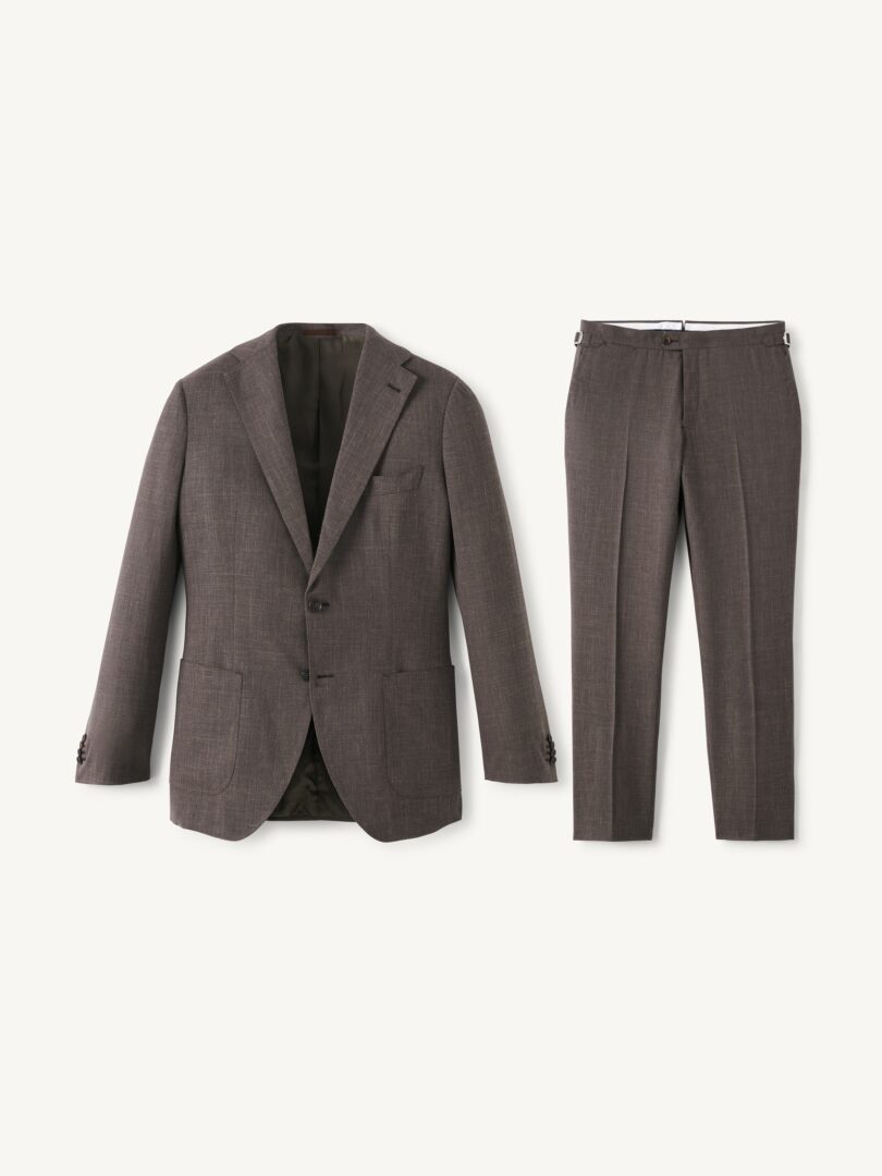 Men’s Loro Piana Brown Wool Silk Linen Glen Plaid Hudson Suit Thumb