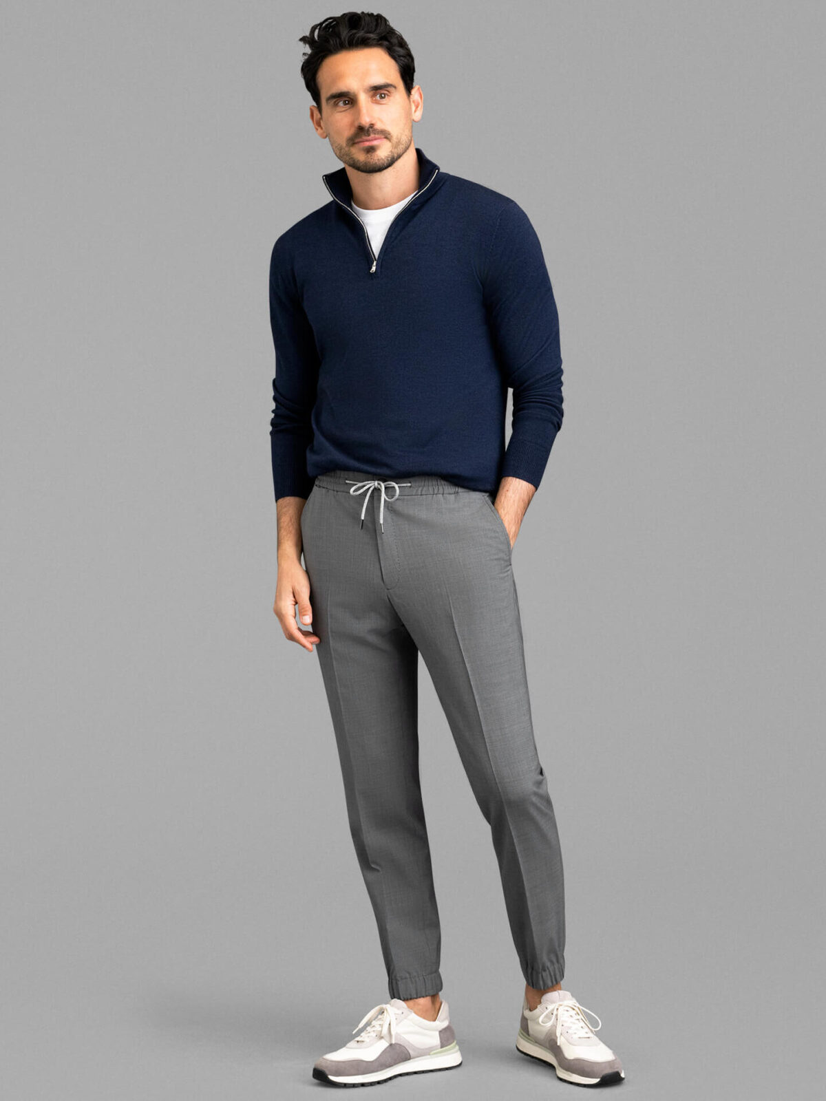 Light Grey Stretch Wool Jogger - Custom Fit Tailored Clothing