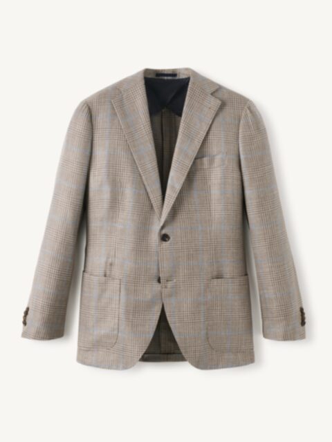 Beige Linen and Lyocell Hopsack Bedford Jacket - Custom Fit
