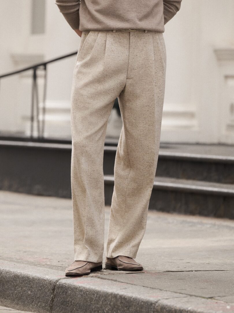 Di Sondrio Beige Donegal Wool Tweed Trouser Thumb Detail