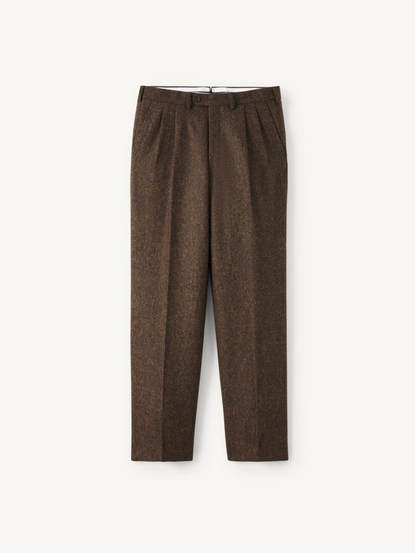 Men’s Di Sondrio Dark Ochre Donegal Wool Tweed Trouser Thumb