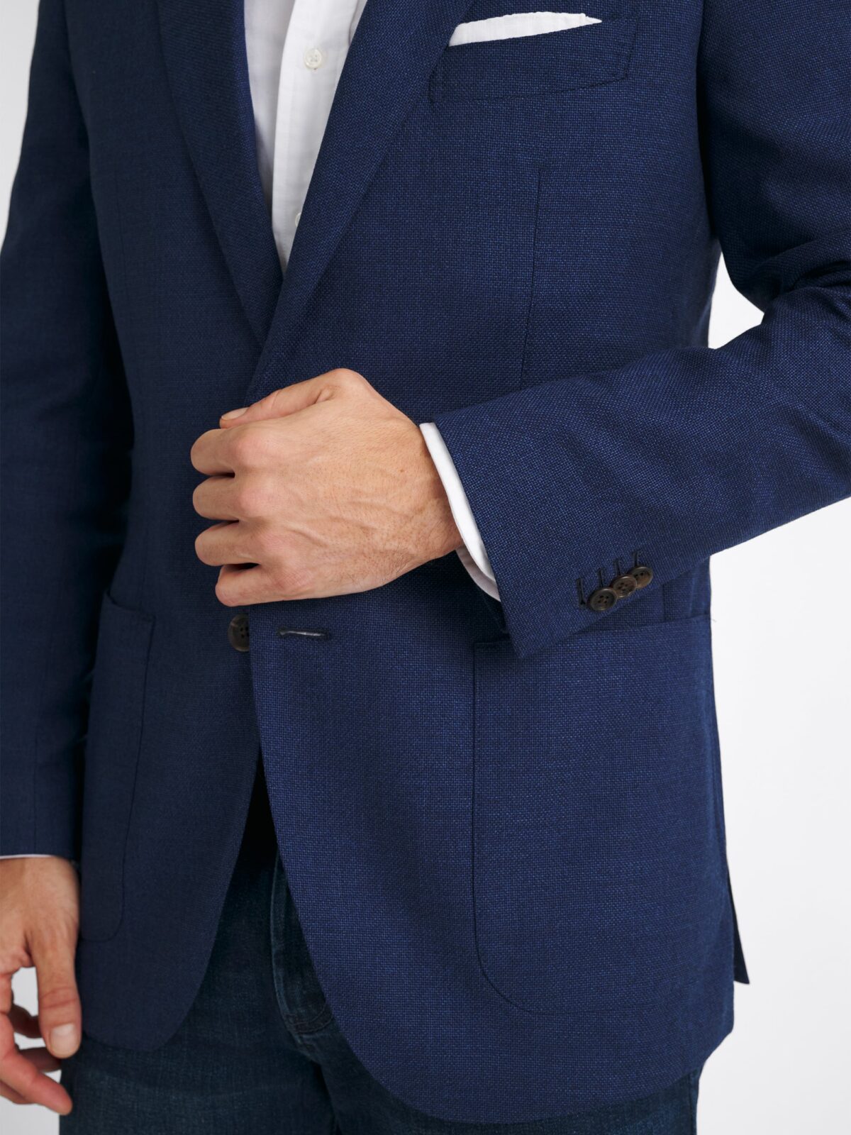 Reda Ocean Blue Hopsack Bedford Jacket - Custom Fit Tailored Clothing