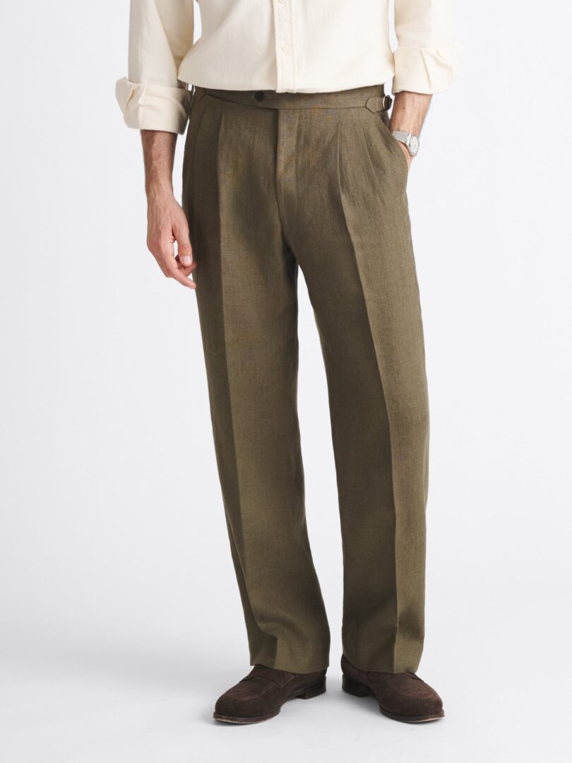 Fatigue Linen Wide Leg Double Pleated Dress Pant Thumb Detail