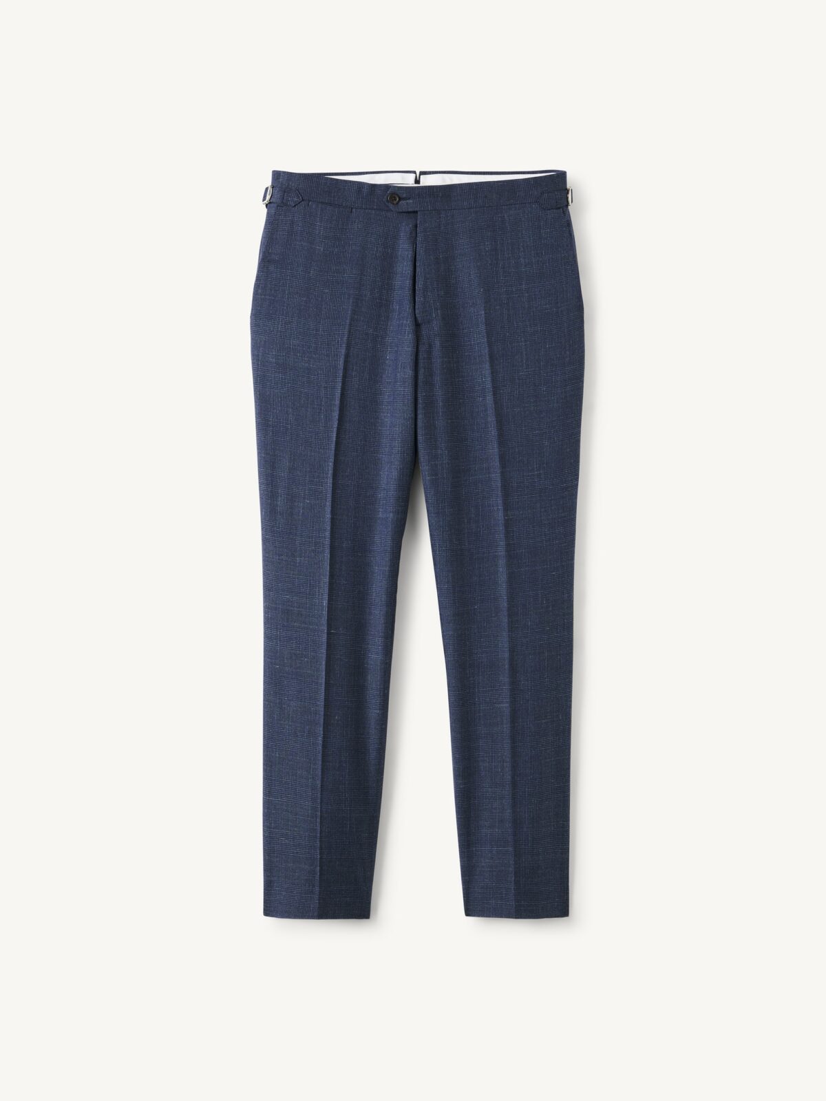 Loro Piana Fabric Slate Wool Silk Linen Glen Plaid Dress Pant