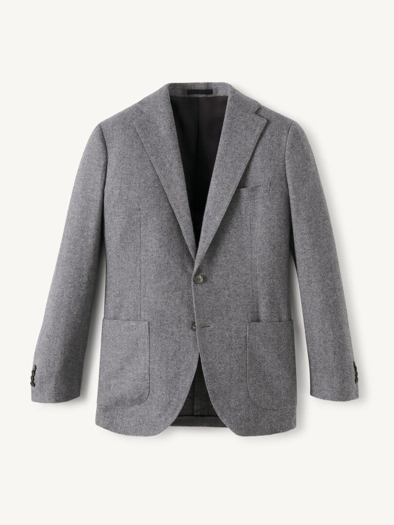 Men’s Angelico Grey Herringbone Italian Wool Flannel Thumb