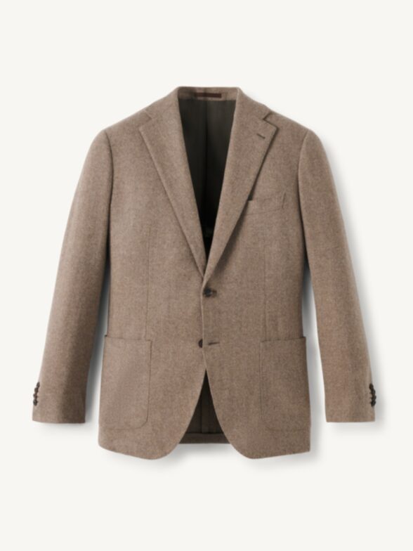 Thumb Photo of Taupe Herringbone Italian Wool Flannel Bedford Jacket