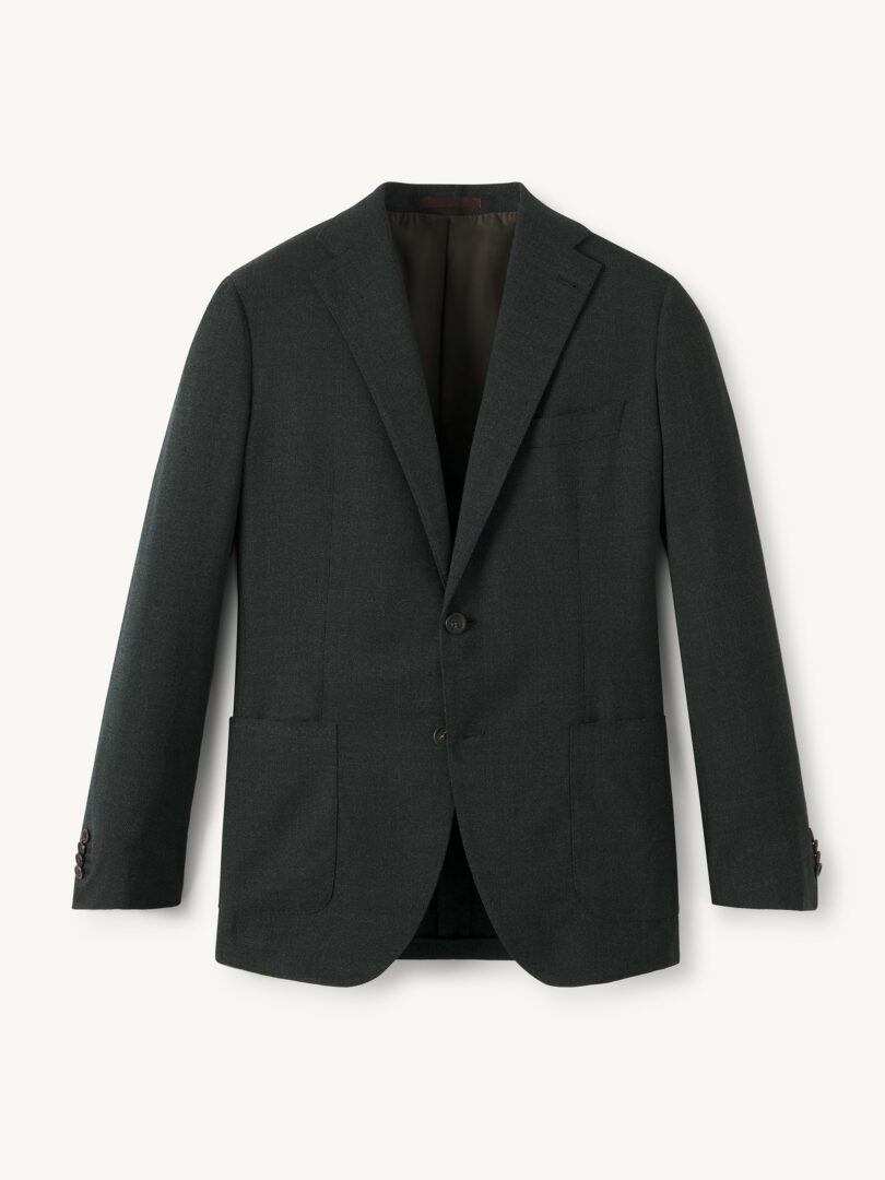 Men’s Reda S110s Forest Green Wool Hopsack Thumb