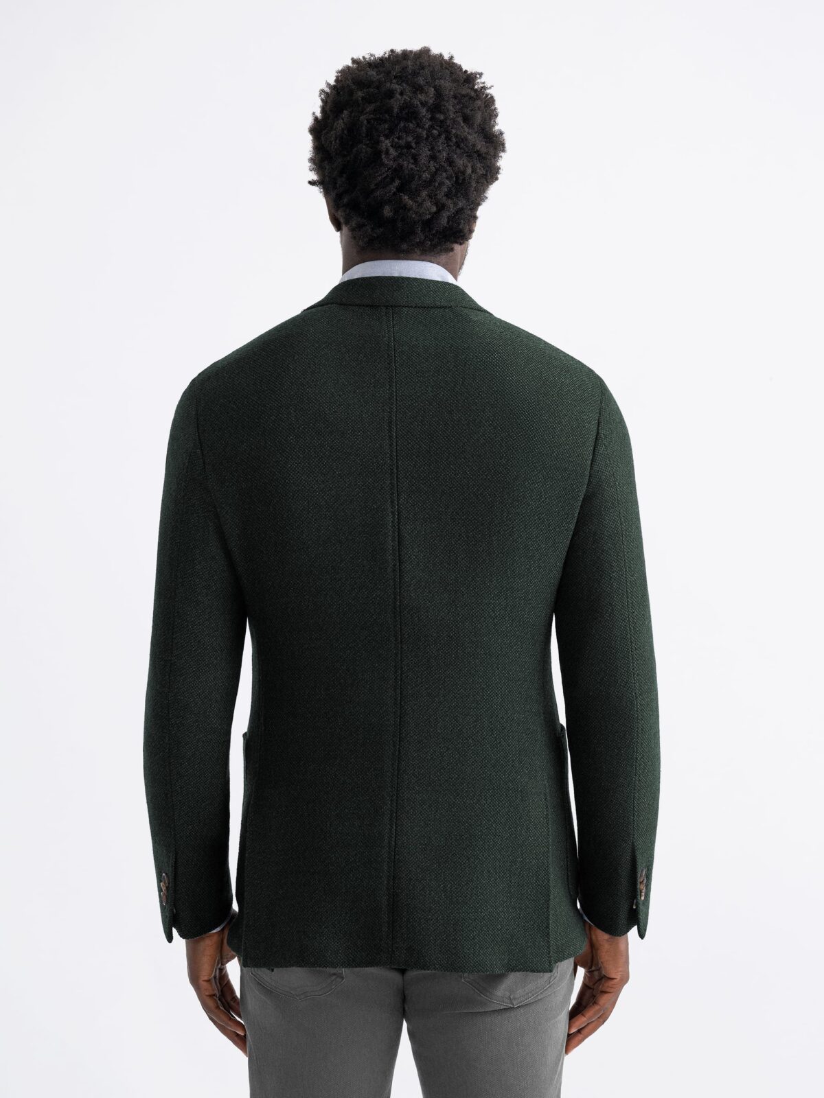 Dark Green Textured Wool Waverly Jacket - Custom Fit Tailored Clothing