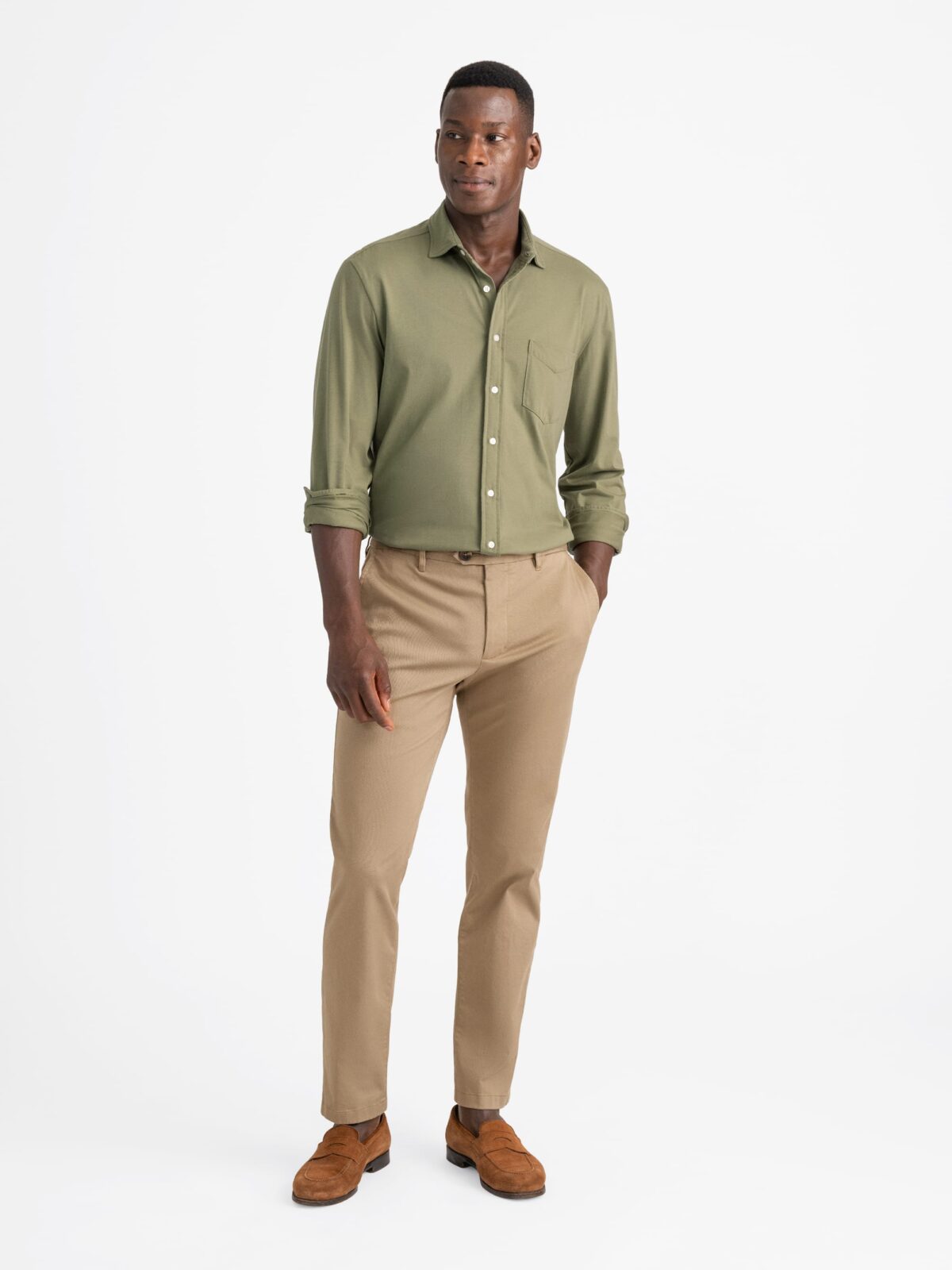 Di Sondrio Khaki Stretch Cotton Chino - Custom Fit Pants