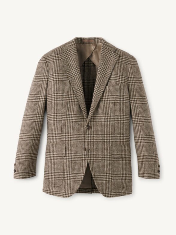 Thumb Photo of Abraham Moon Brown and Tan Glen Plaid Shetland Tweed